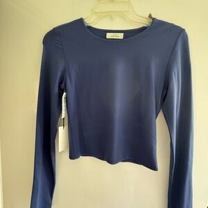 Babaton Long-Sleeve Contour Crew Top - Navy Blue